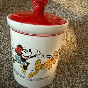 Disney Red-Lidded Jar with Minnie and Pluto